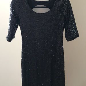 Black sequin sheath dress