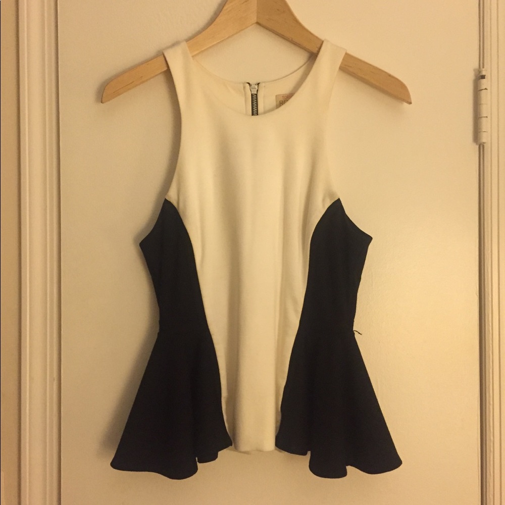 Torn by Ronny Kobo Contrast Peplum Top
