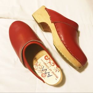 Red Wooden Clogs