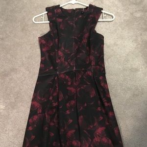 Red rose patterned black dress