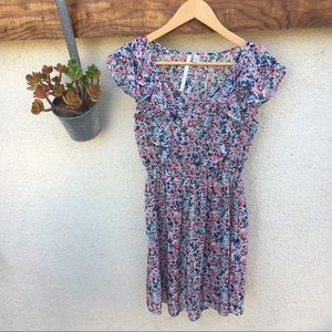 Lauren Conrad Knee-Length Floral Ruffled Dress