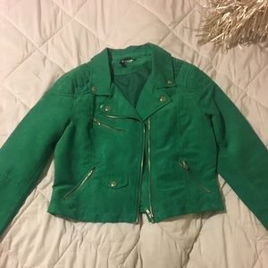 Green Suede H&M biker jacket