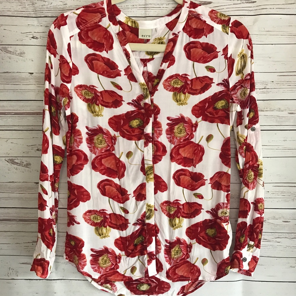 ECRU white and red Floral blouse