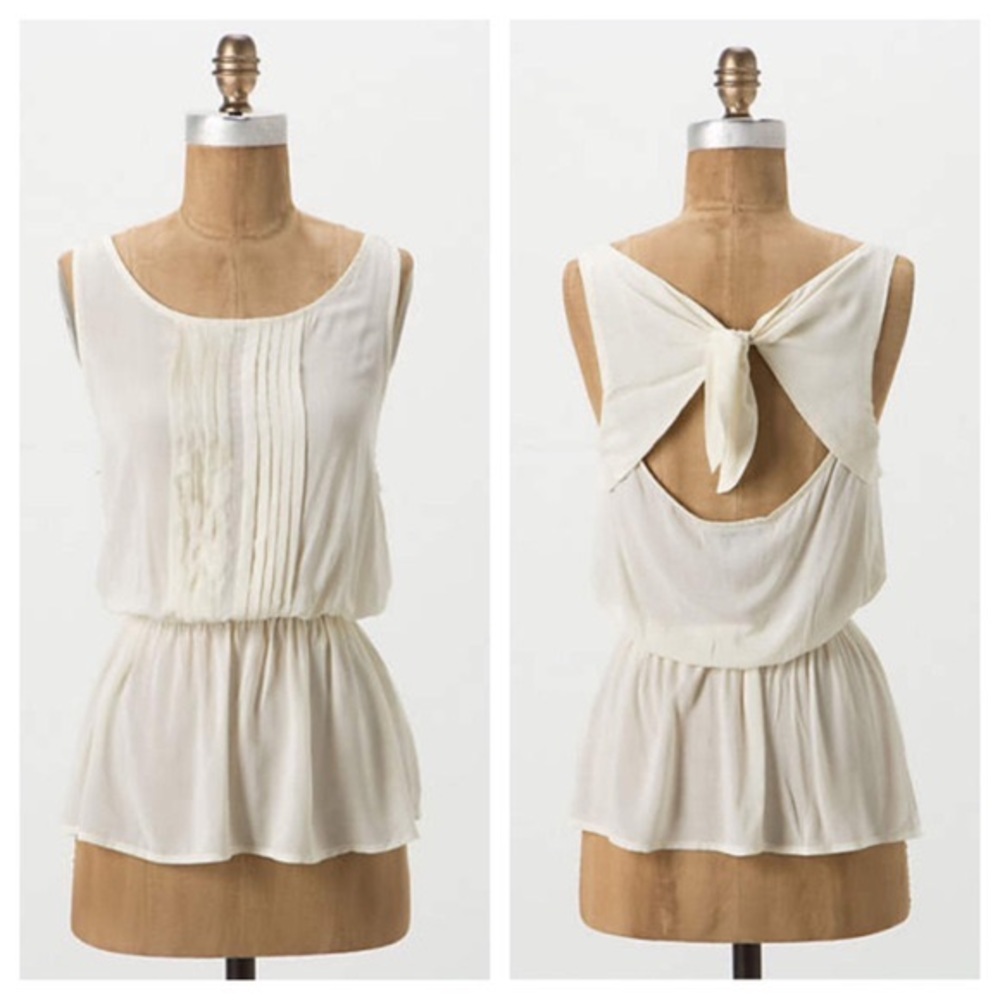 Anthropologie Vanessa Virginia Peplum Pintuck Top