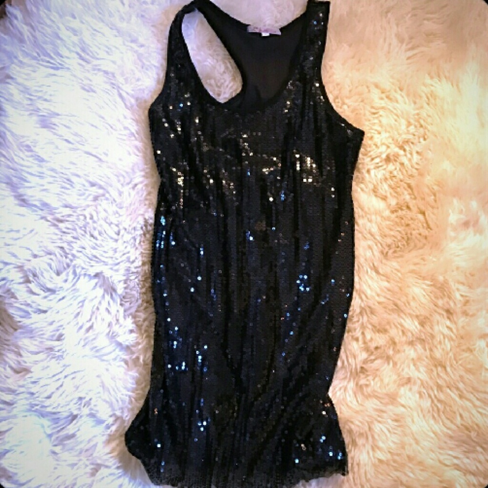 Like new! Sexy black sequin racerback mini LBD!