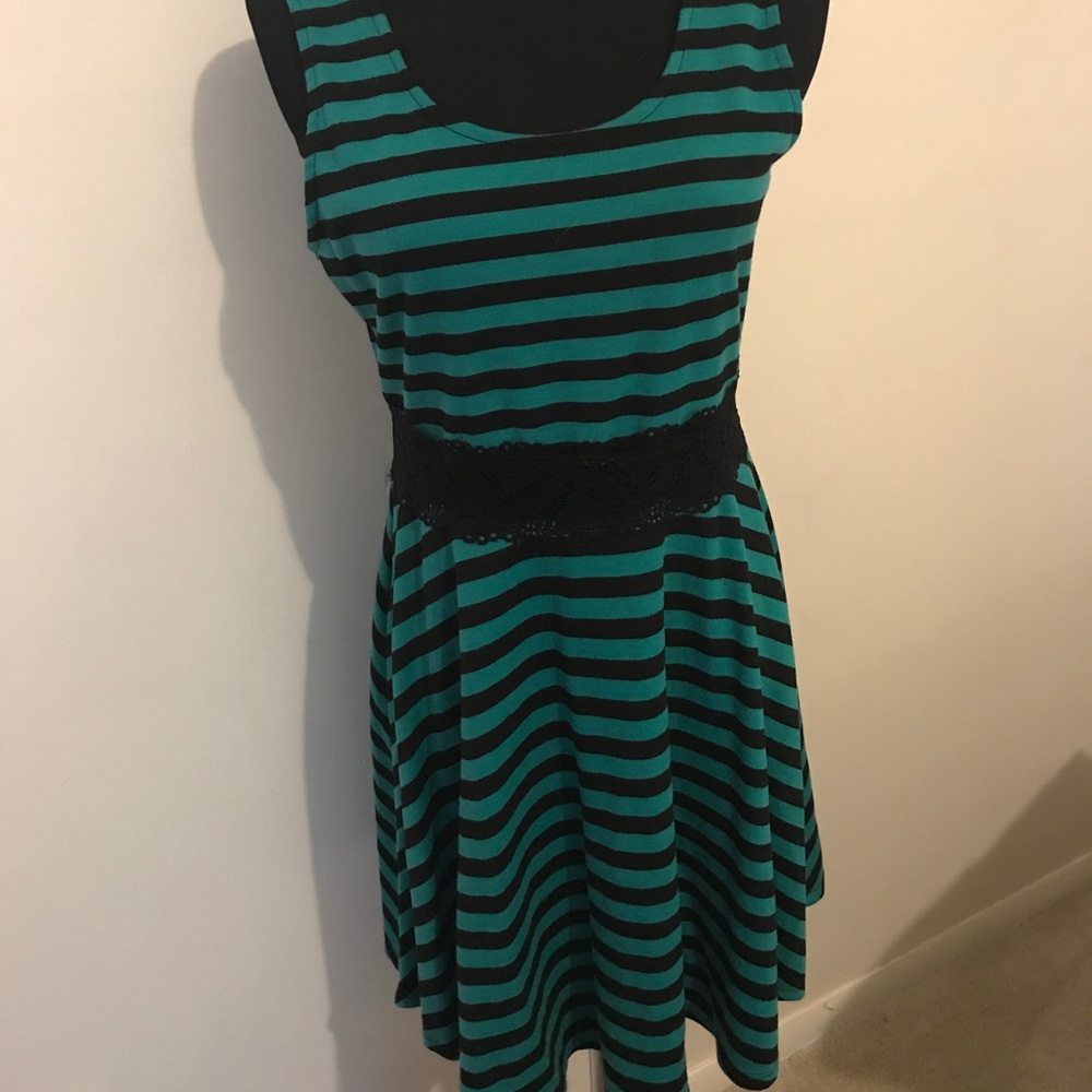 Black and green striped dress