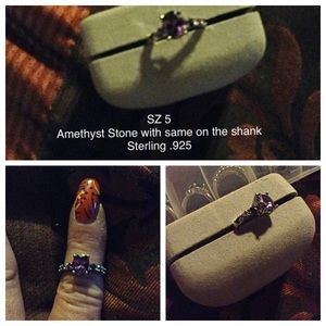 Amethyst Stones Set In Sterling Silver Ring