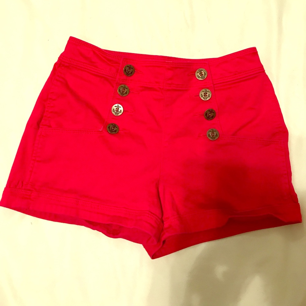 High Waist Double Button Sailor Shorts