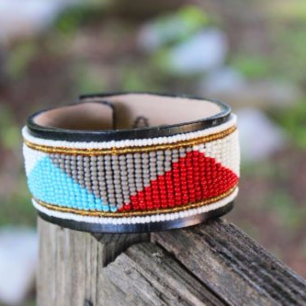 Maasai Masai Beaded Leather Bracelet African
