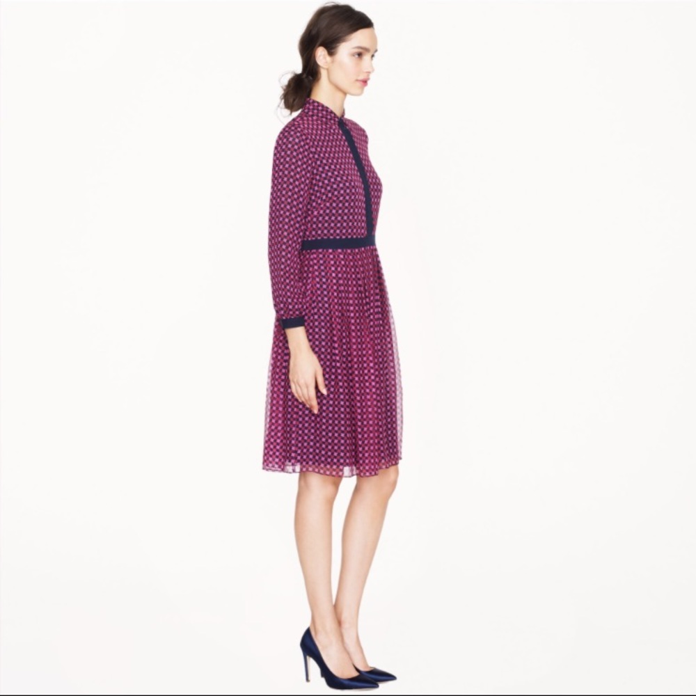 J. Crew Pink Houndstooth Shirtdress in Chiffon
