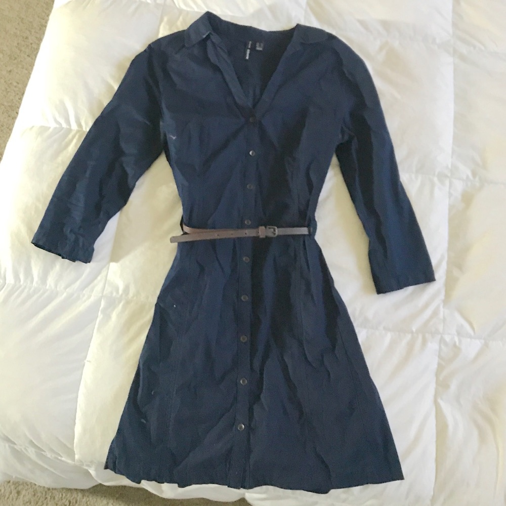 💎 Mango Dark Blue Button Up Dress