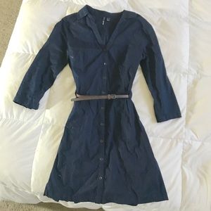 💎 Mango Dark Blue Button Up Dress