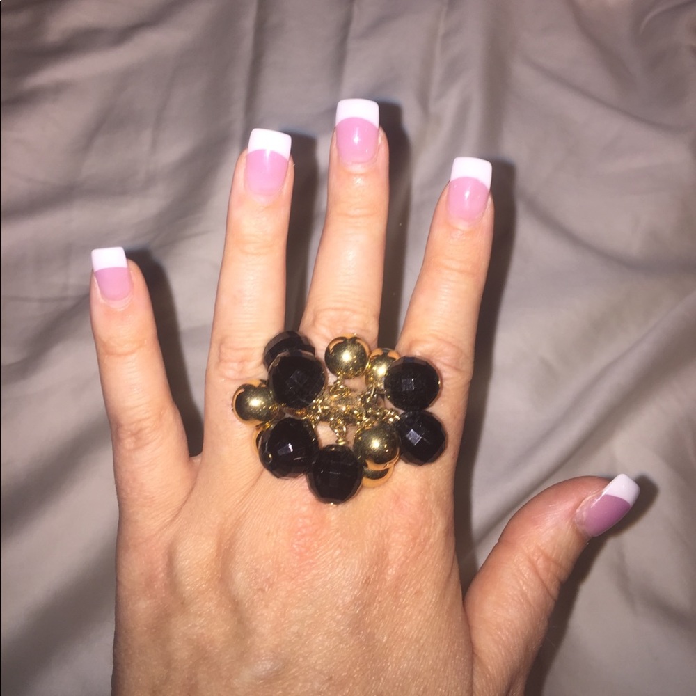 Kate Spade black and gold ball ring