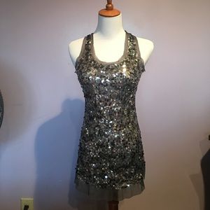 Sparkly silver sequin tank top
