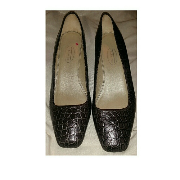 Talbots Dark Gray and Black Croco Print Heels - Picture 1 of 3