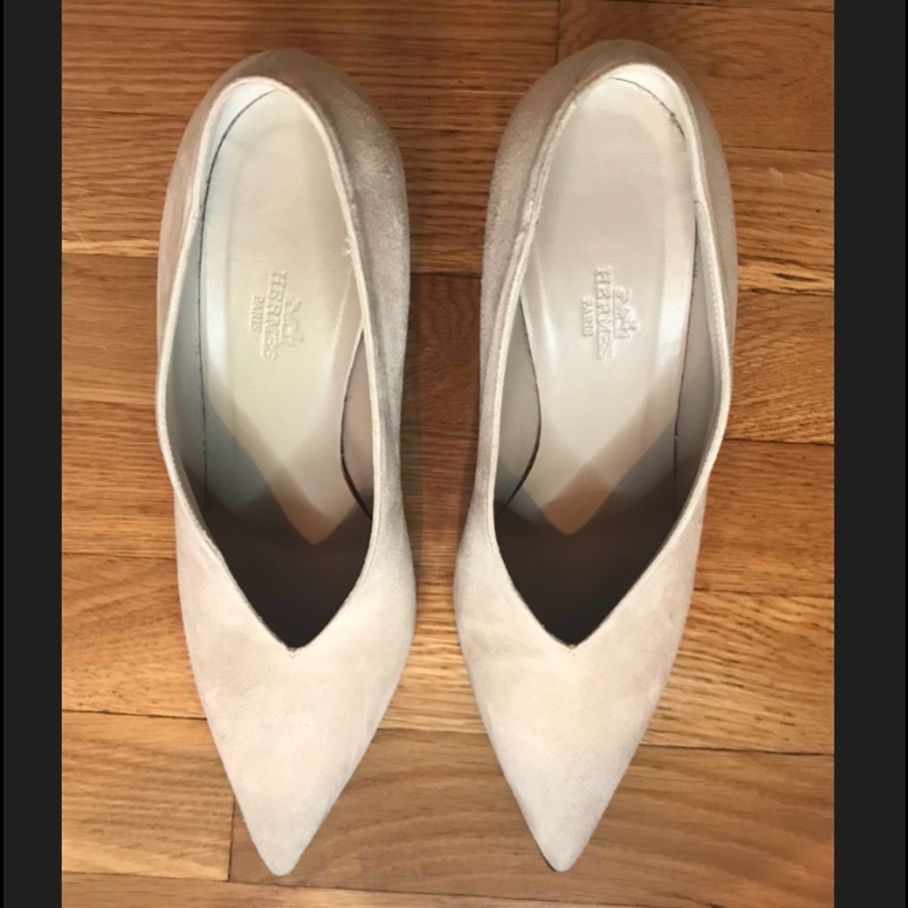 Authentic, Vintage Hermes Suede Wedges. 8.5