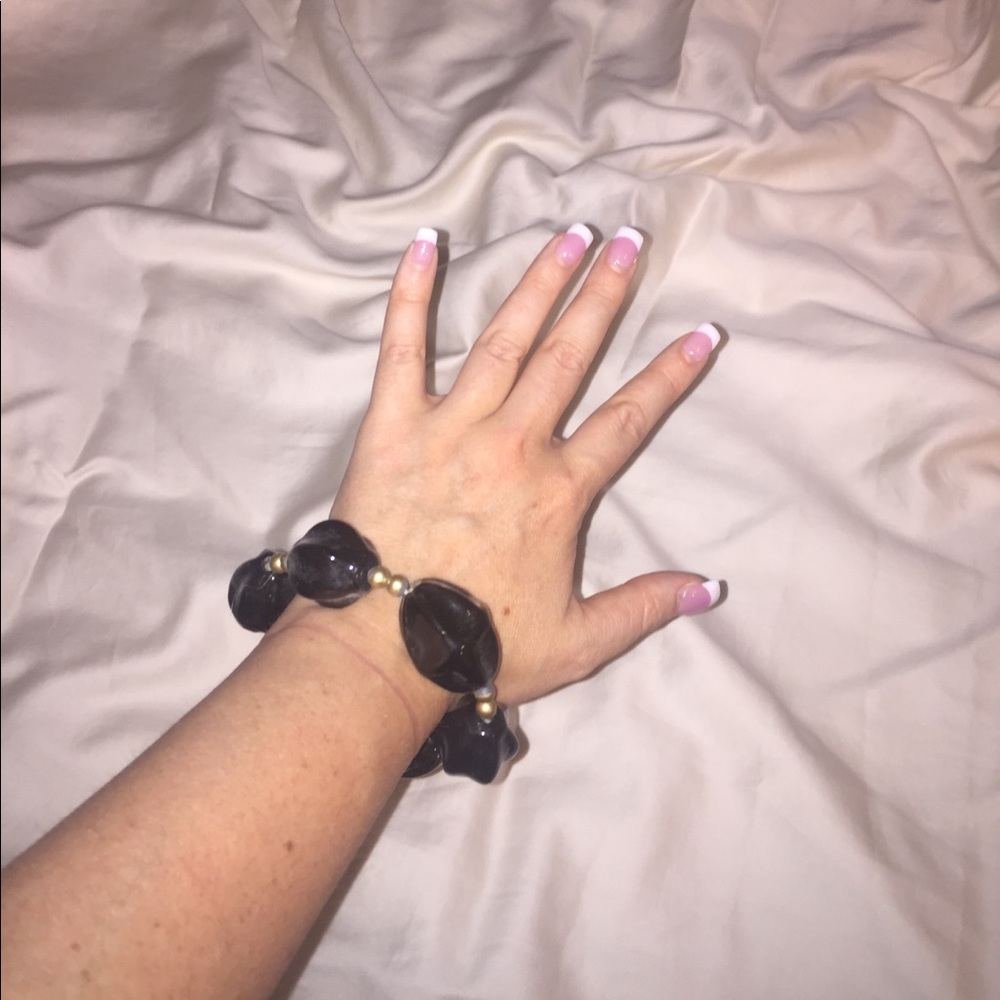 Black and gold chunky stretch bracelet