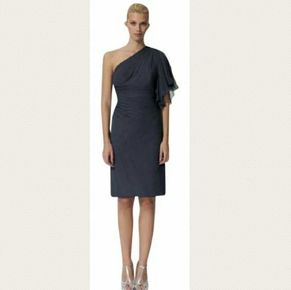 Tadashi Shoji One Chiffon Sheath Dress Black sz 9