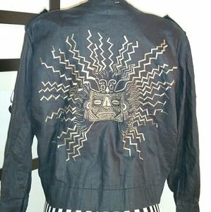 Vintage Black Linen Bolero with Cool Design