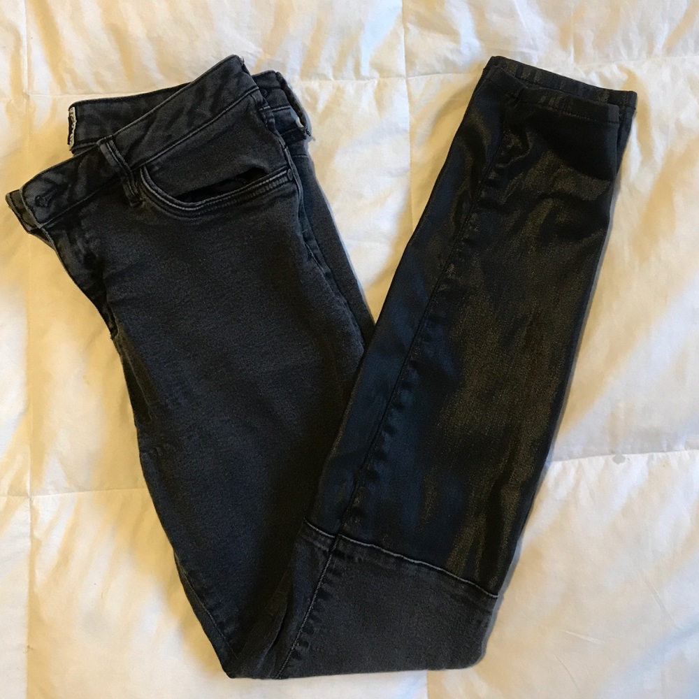 River Island Skinny Jeans with Leather Look Bottom