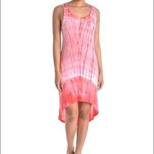 High Low Tie Dye Dress Pink/Coral