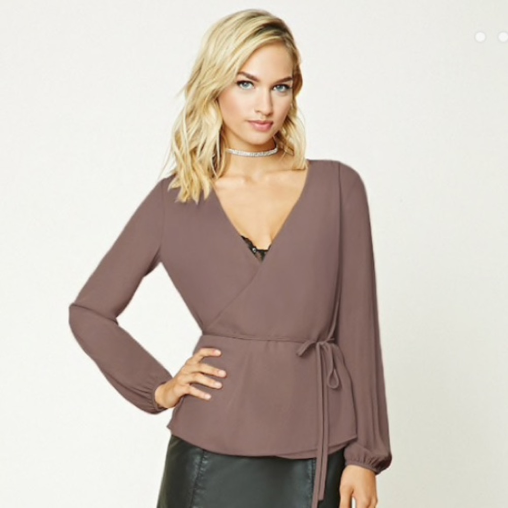 Forever 21 Lavender Crepe Peplum Blouse