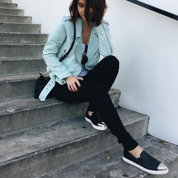 Blank NYC Jackets & Blazers - BlankNYC Mint Green Suede Moto Jacket