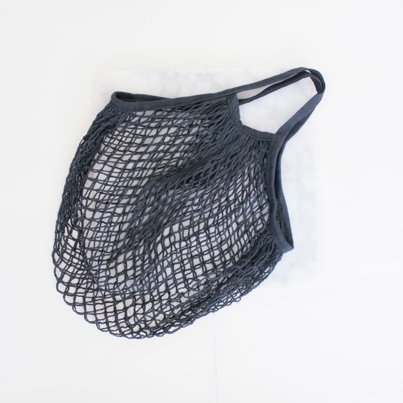 New Black Cotton Net French Style Market Bag - Picture 2 of 3