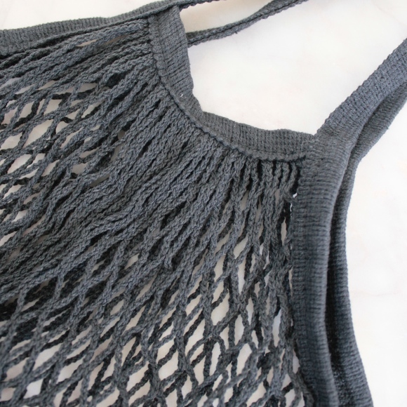 New Black Cotton Net French Style Market Bag - Picture 3 of 3