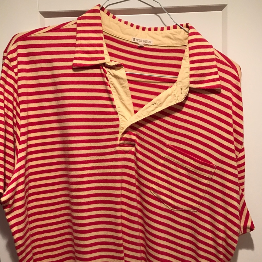 Peter Millar golf shirt size large red/gold