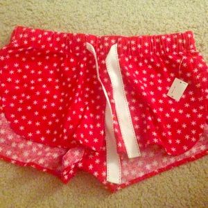 Cotton red pajama shorts