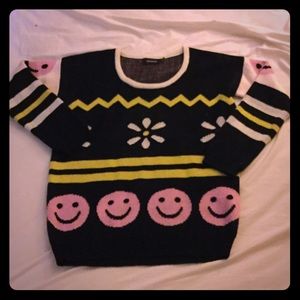 MINKPINK SMILEY FACE OVERSIZE DAISY JUMPER SWEATER