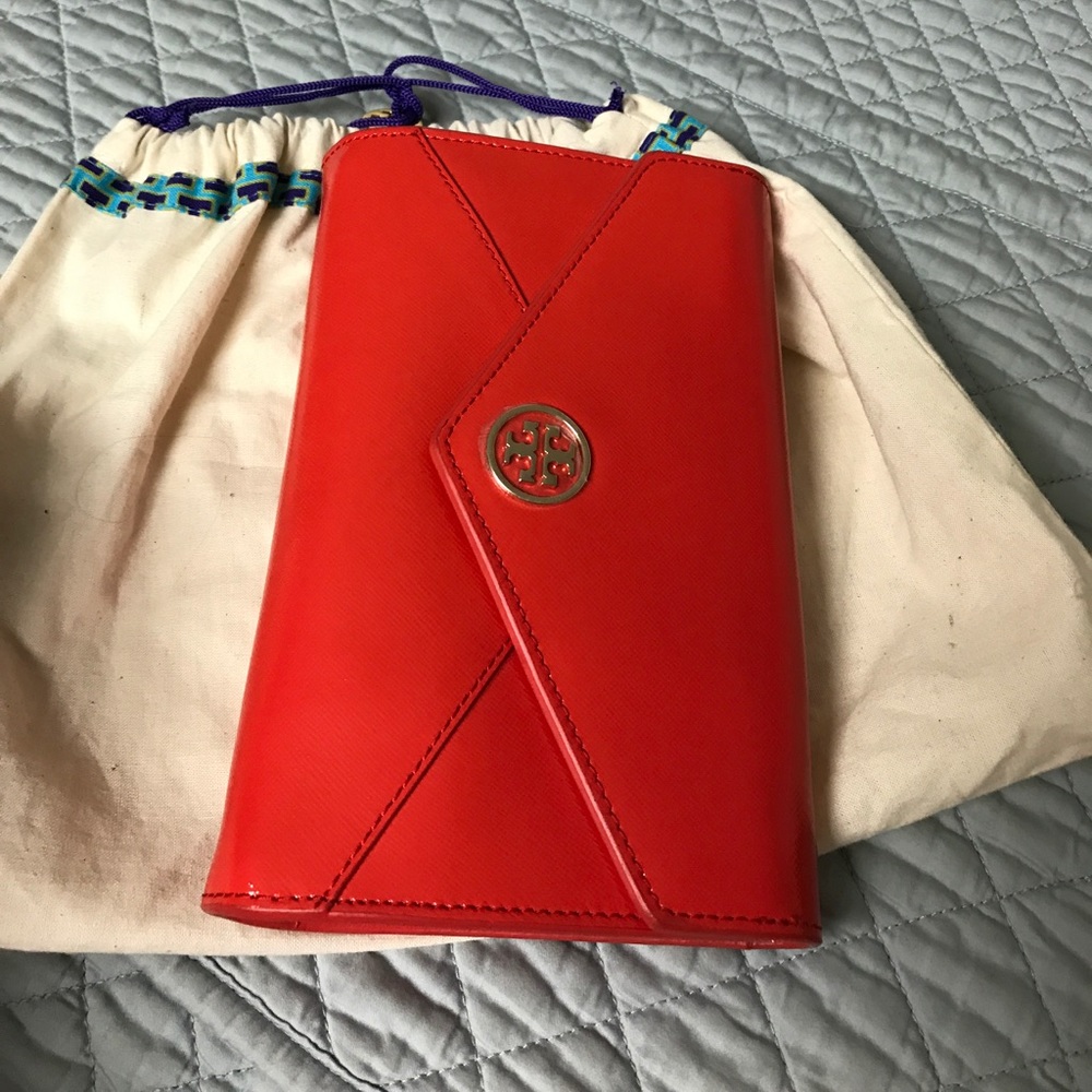Red clutch Tory burch  authentic and new