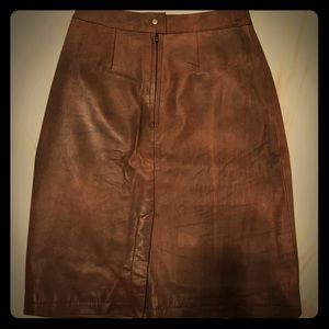 Brown leather skirt