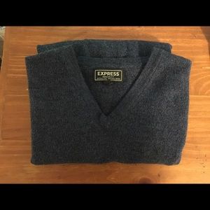 Express V Neck Sweater Merino Wool Navy Size S