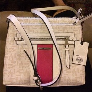 Dana Buchman White and Pink Logo Gracie Crossbody