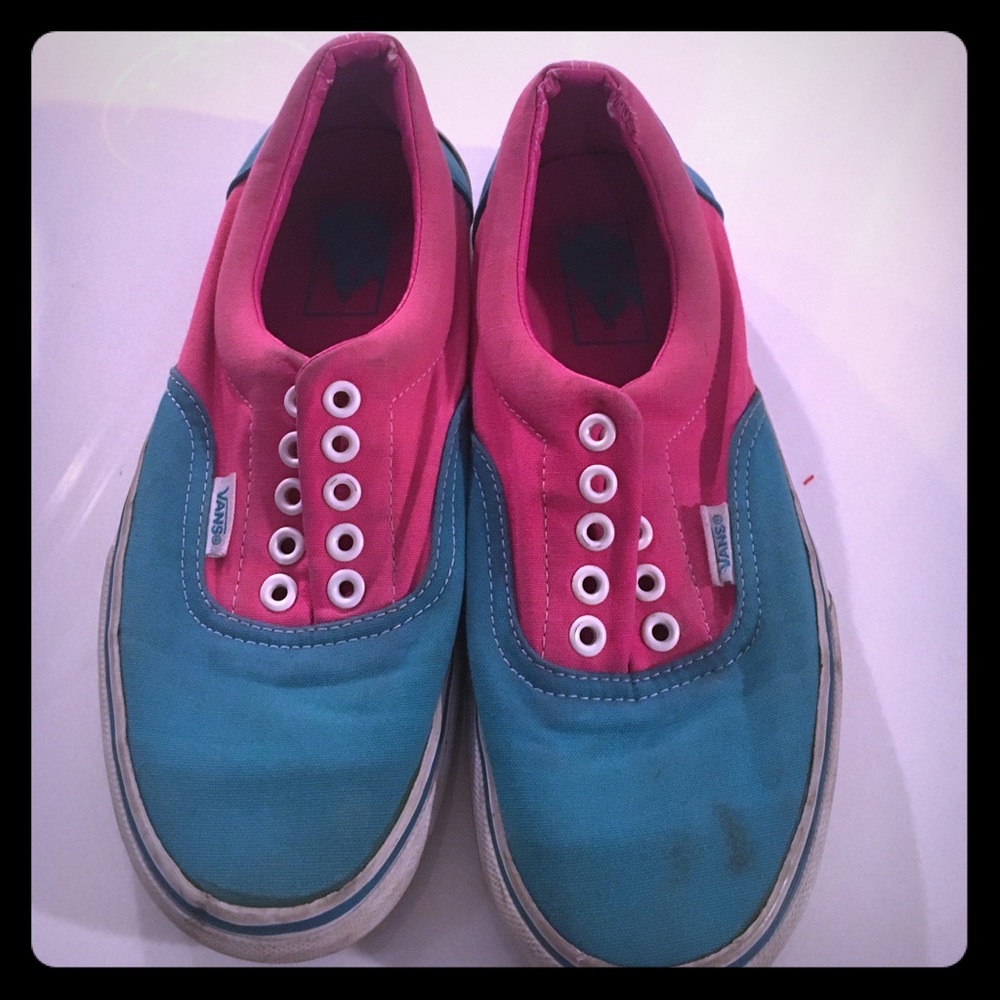Cool Retro Styled Vintage Vans Blue and Pink