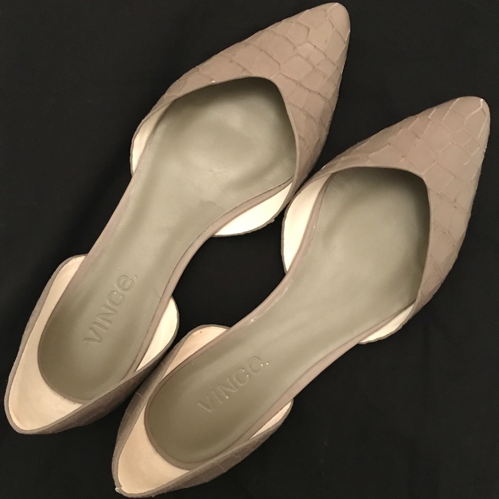 VINCE Tara Croc D'orsay pointed flats