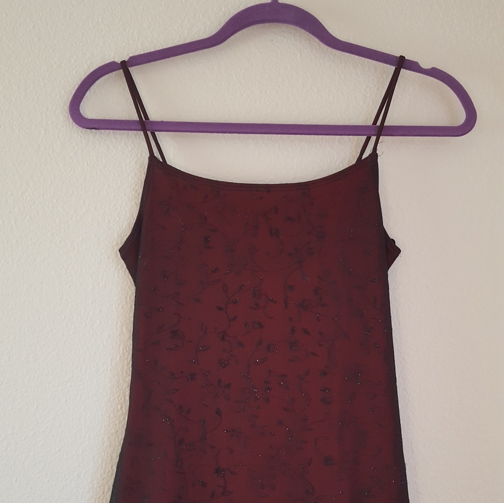 Simple Floor Length Red  Slip Dress