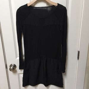 Anthropologie Black silky Dress with pockets