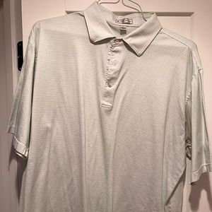 Peter Millar golf shirt green stripes size L
