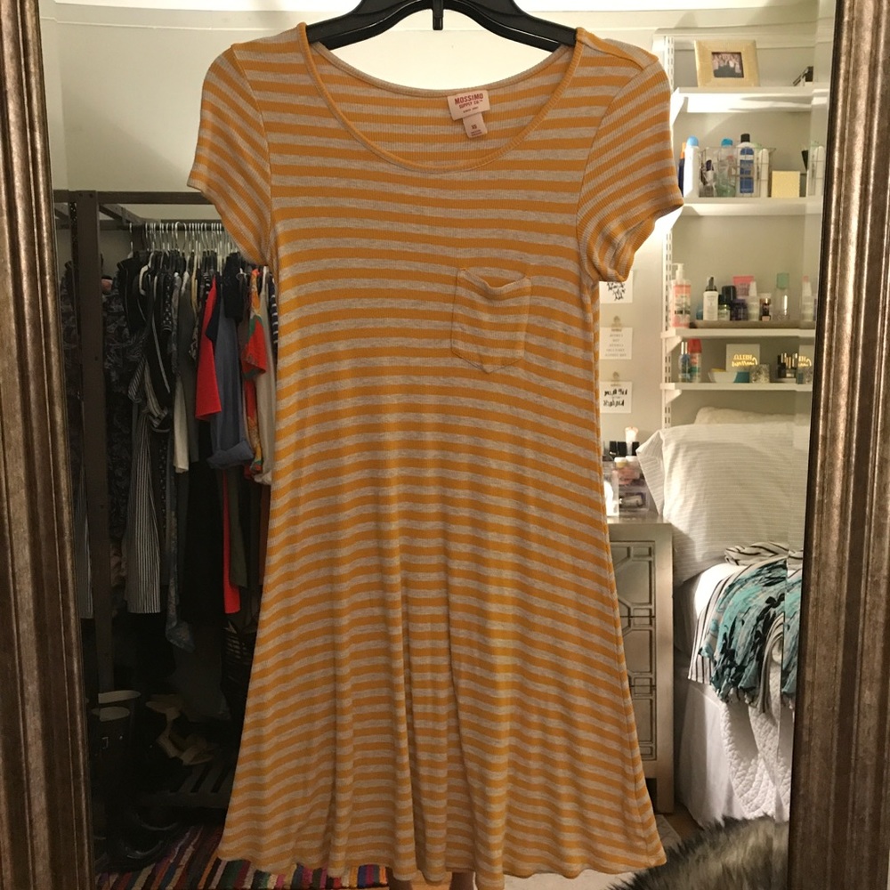 Mustard/light gray Striped Dress
