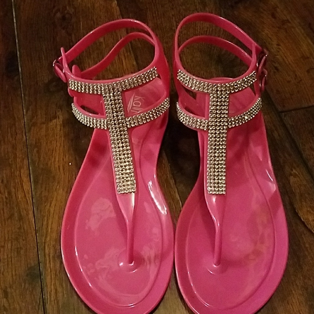 Rhinestone jelly thong sandals