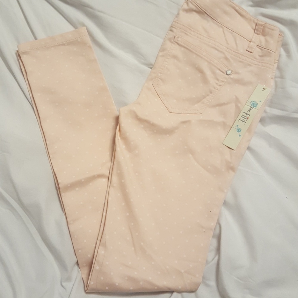 Pink polka dot jeans