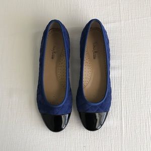 Neiman Marcus Suede Quilted Flats