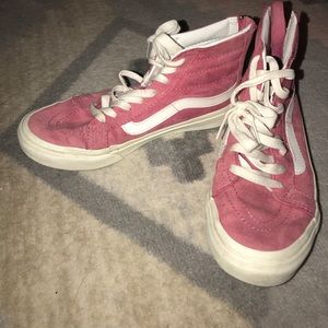 Pastel pink high top vans