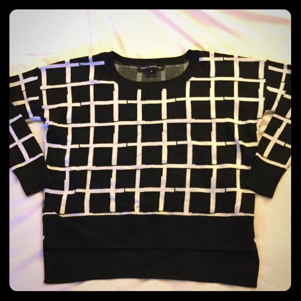FRENCH CONNECTION B+W HI-LOW OVERSIZED SWEATER M