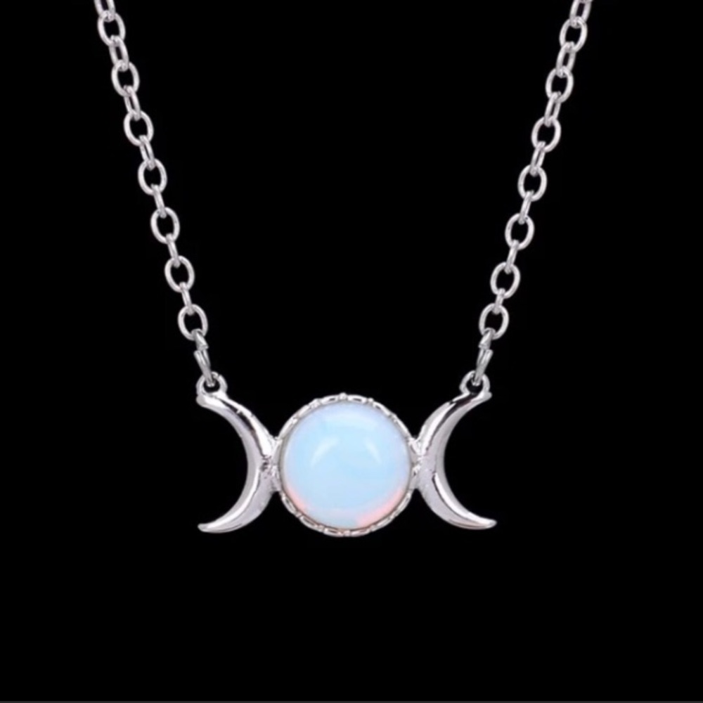 Opalite Moonstone Moon Necklace Witch style NEW