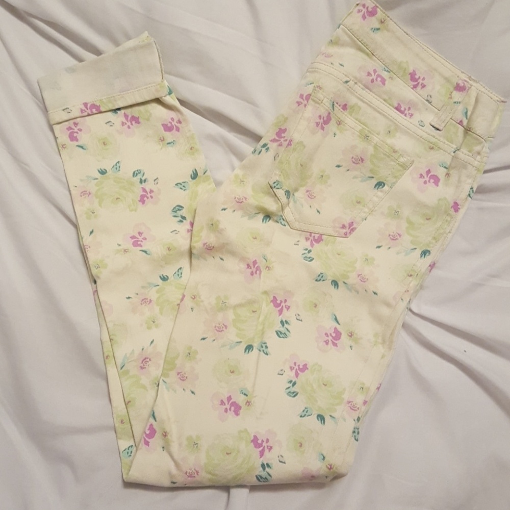 Flower patterned jeans