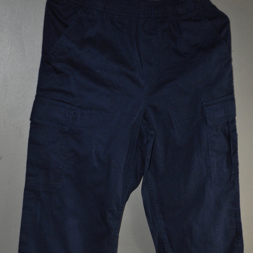 Boys Elastic Waist Navy Cargo Pants